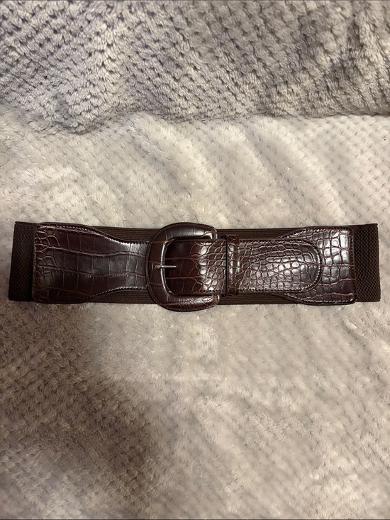 Lauren Ralph Lauren Accessories - Lauren Ralph Lauren Dark Brown Croc-Embossed Elastic Waist Belt